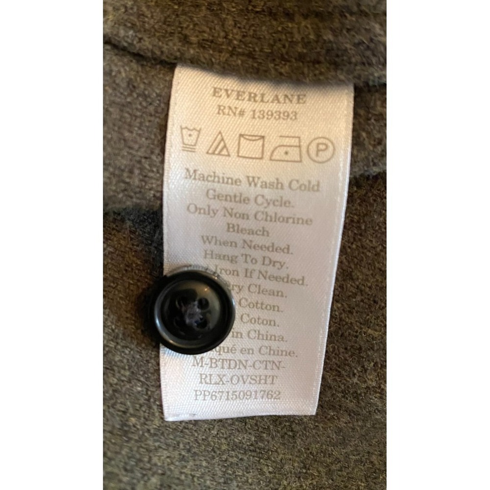 Everlane Flannel Overshirt Shirt Jacket Mens Medium Olive Green Heavy Cotton - Picture 6 of 8